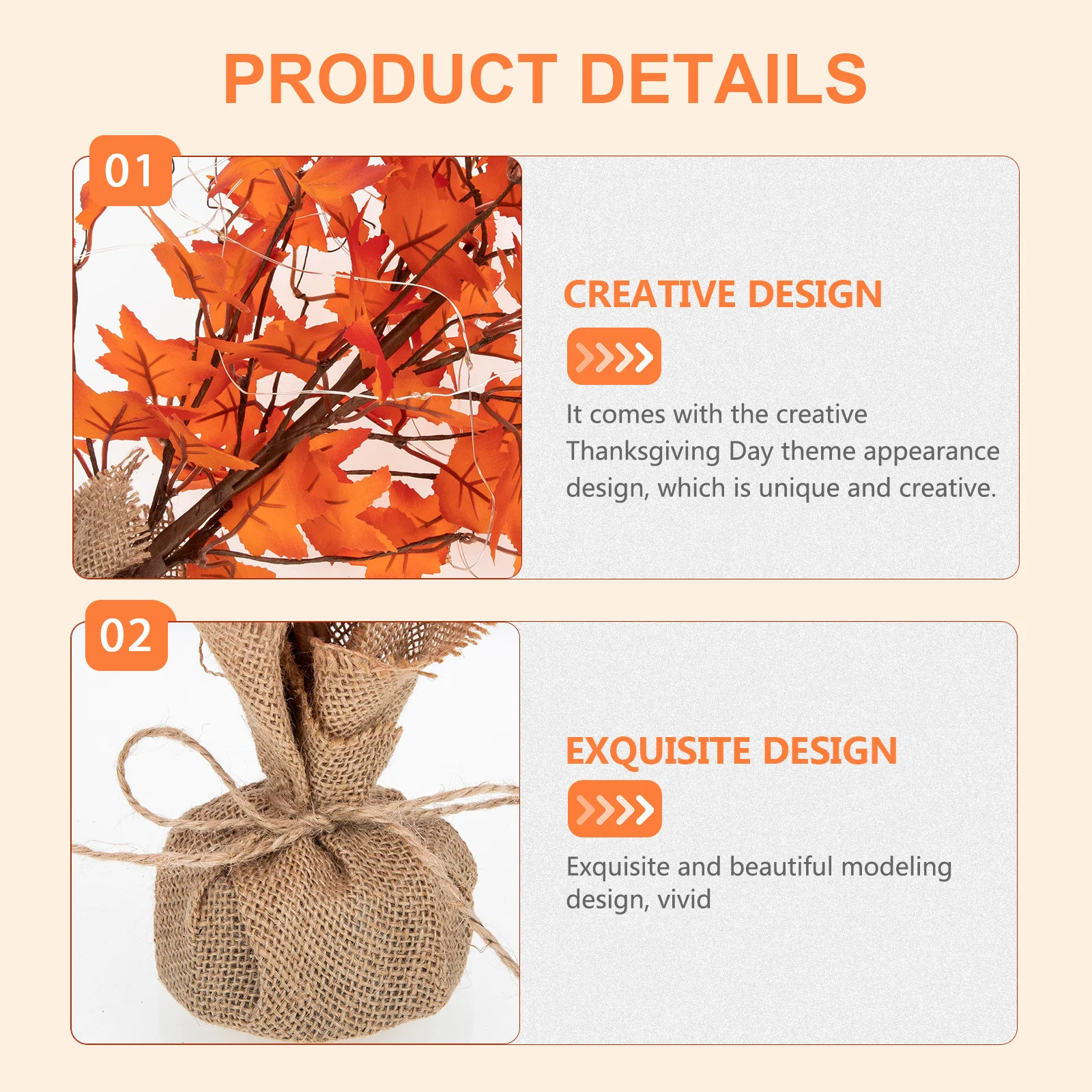 فرع شجرة عيد الشكر المضاء، تصميم فريد من نوعه لشجرة مضاءة لسطح المكتب الداخلي #2