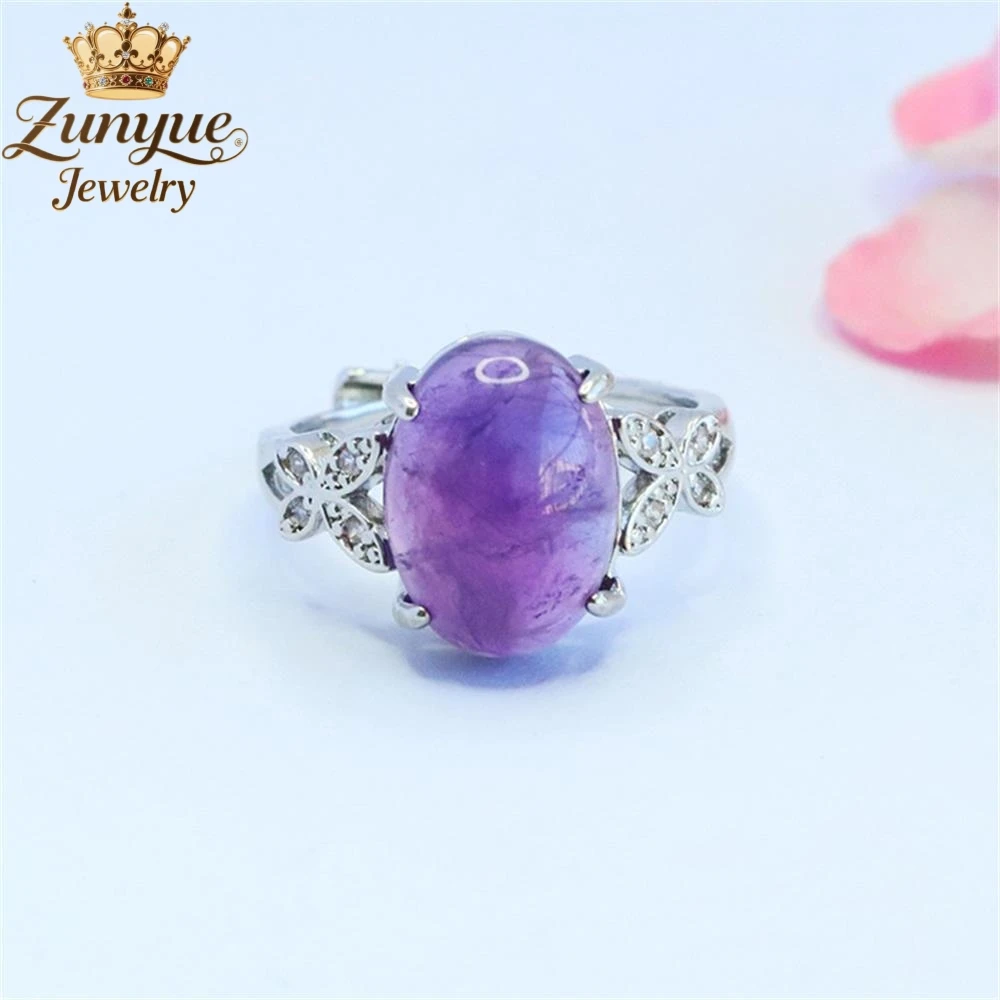 

Natural Amethyst Diamond-Encrusted Hollowed-Out Butterfly Ring Luxury Quality Fashion Jewelry Exquisite Elegant Popular Charms
