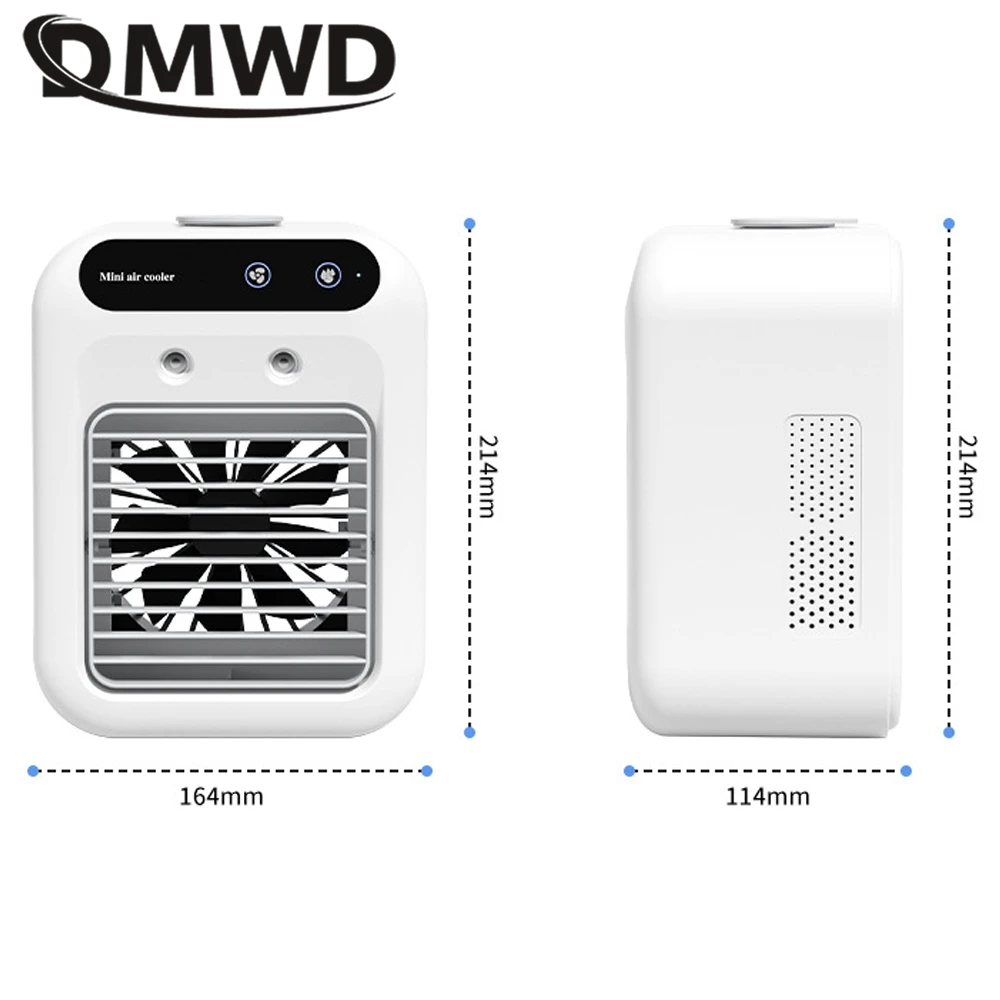 DMWD Electric Fan Air Conditioner Mini Mist Spray Humidification Desktop Cooling Machine Rechargeable Air Cooler Quick Cold