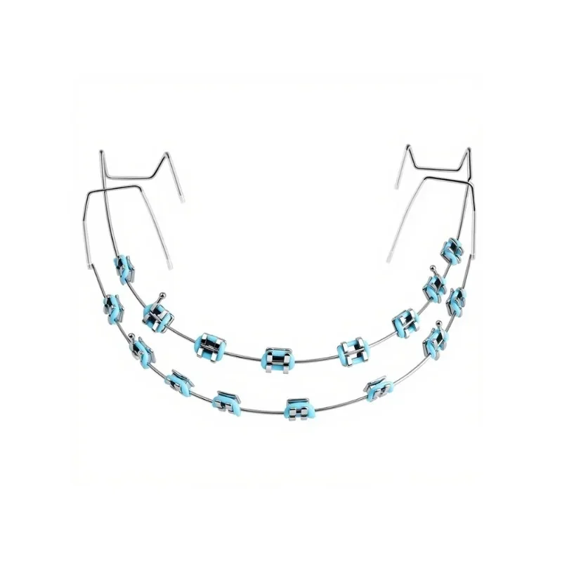 Colorful Fashion Tooth Decoration Braces, 1Pair Temporary Cosmetic Braces with Metal Wires & Bracket, Orthodontic Ligature Ties