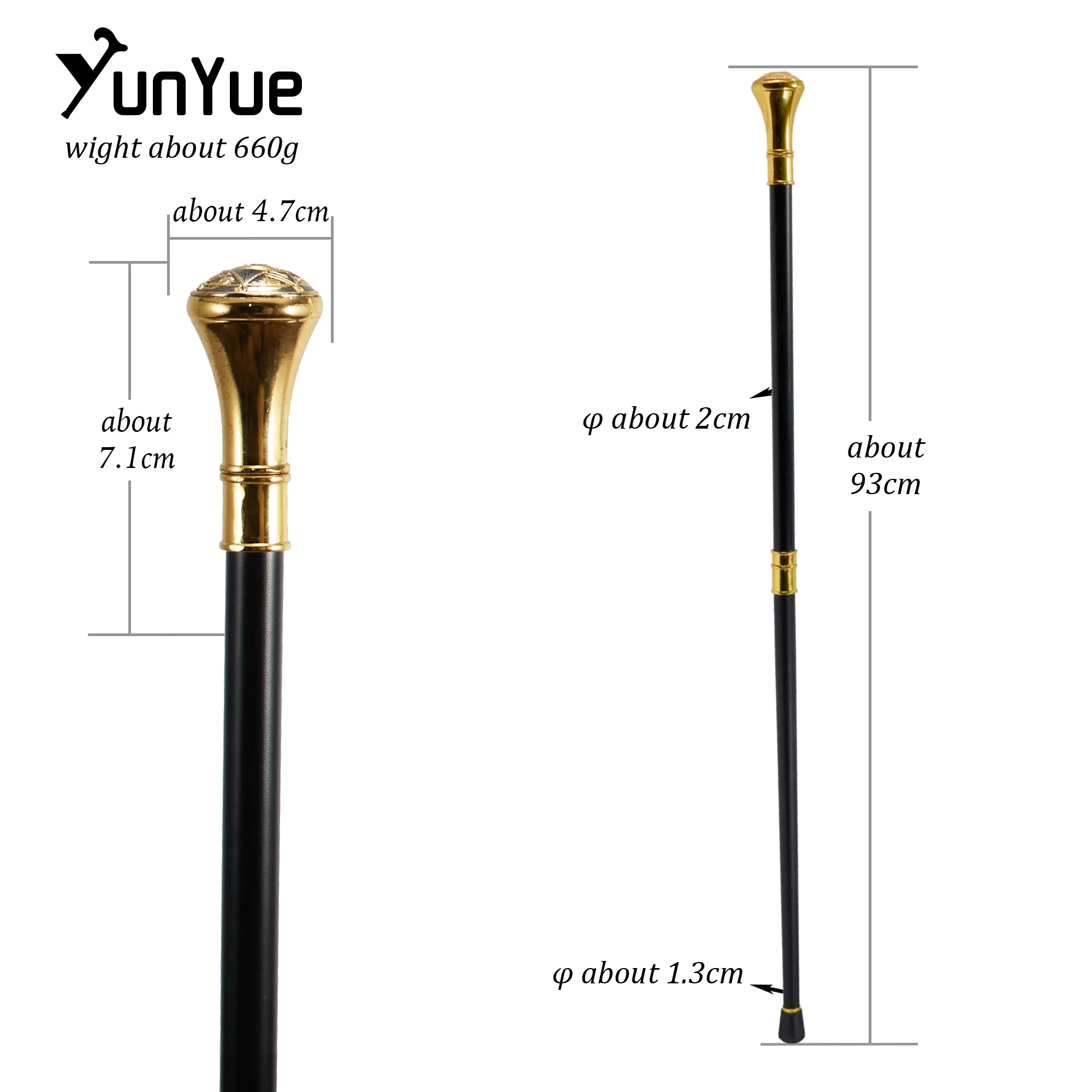 Golden Freemasonry Eyes Totem Relief Walking Cane Fashion Decorative Walking Stick Freemasons Gentleman Knob Crosier Cane 93cm