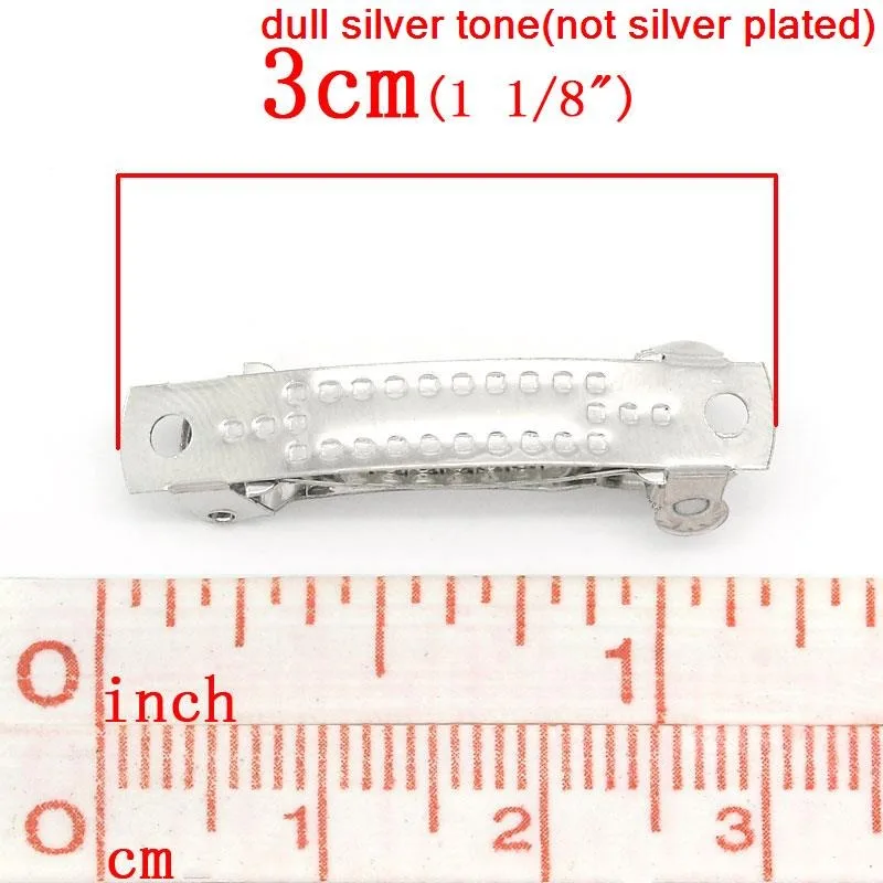 Iron Alloy Barrette Hair Clips Arched Silver Color Metal DIY Making Hair Clips For Women Party Accessories 30mm x 9mm,50PCs