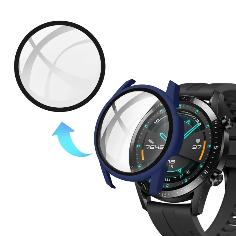 Gehärtetes Glas gehäuse für Huawei Uhr GT2 42 46mm Abdeckung Voll abdeckung Stoßstange Displays chutz folie für Huawei Uhr GT 2 42 46mm Schale