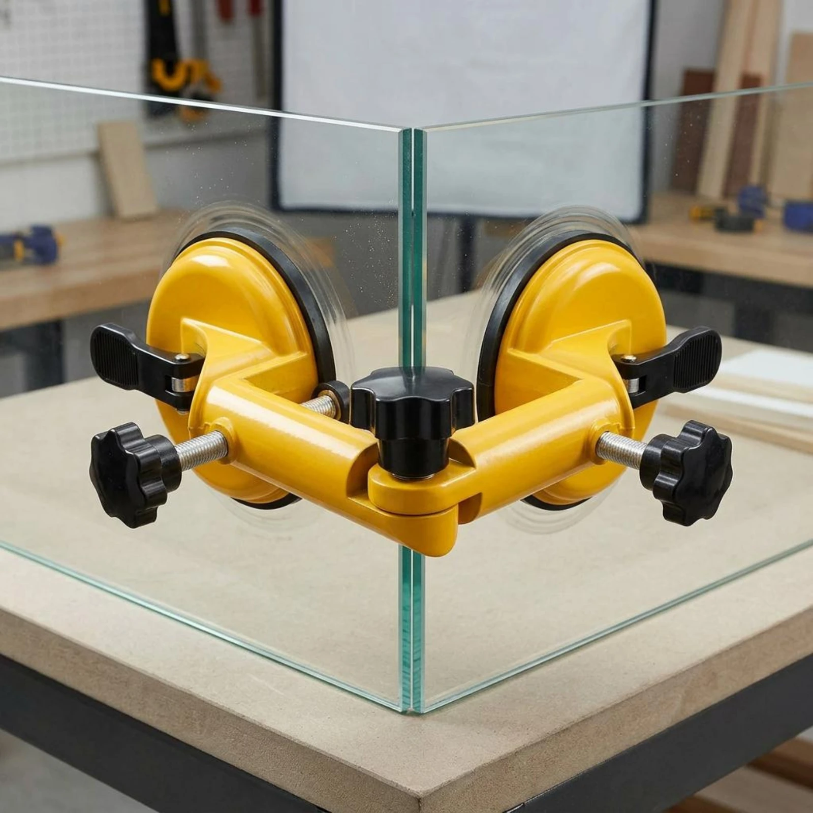 Suction Cup Clamp Adjustable Corner Clamp Alignment Jig Clamping Construction Tool for Glass Workers, 90 Degree Joint Work view 2