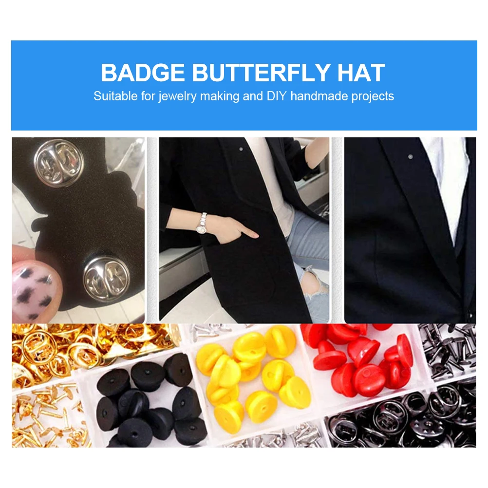 

430Pcs Lapel Pin Backs Rubber Metal Pin Safety Backs for Brooch Tie Tacks Badge Crafts DIY Replacement Clutch Keepers Secure