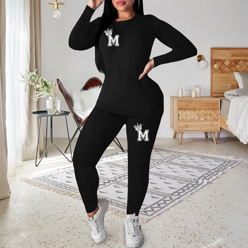 

Faionable Long Sve T-irt And Tight Pants Two-Piece Set Casual Sportswear from Southeast Asia for Women