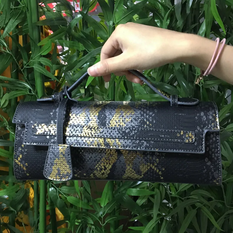 Avestruz e Cobra Imprimir Bolsa para Mulheres, Bolsas de Ombro Longas, Bolsas Femininas, Marcas de Moda, Hot Brand Design