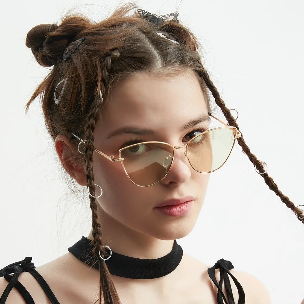 

Винтажные разноцветные солнцезащитные очки «кошачий глаз», защита от солнца, очки в стиле панк UV400, оправа из сплава, легкие солнцезащитные очки в большой оправе для путешествий