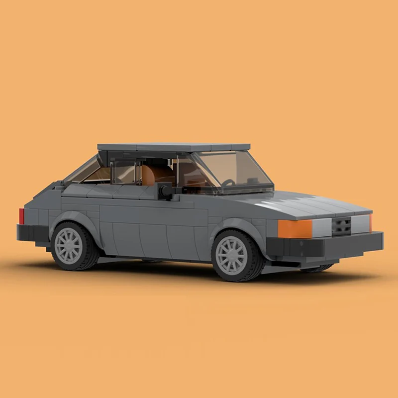 Speed Racing Car Model MOC Building Bricks Gray Compact Sedan Modular Technology Children Holiday Gifts Assemble Toys Suit