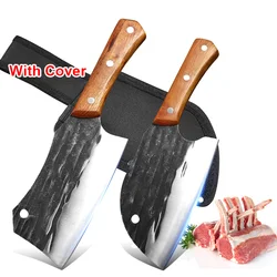Utility Knife Slicing Fruit Fish Vegetable Meat Cleaver Kitchen Knives Hand Forged Blade Wood Handle Butcher Knives Chef Cleaver