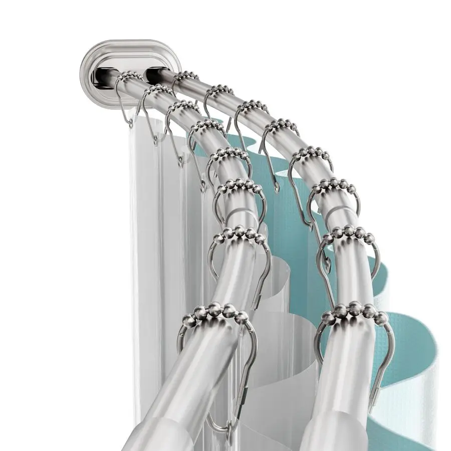 

Двойной изогнутый карниз для душевой занавески, без сверления, регулируемый, 5072 дюйма, для ванной комнаты, нержавеющий, двойной, N