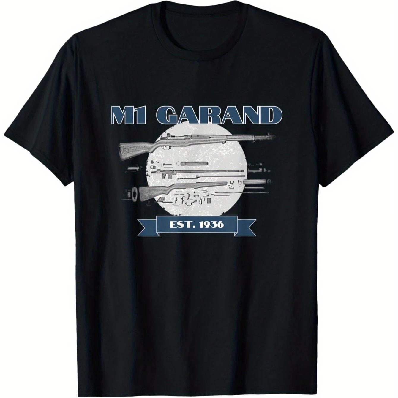 M1 Garand Vintage Military Rifle Graphic T-Shirt 100% Cotton O-Neck Short Sleeve Summer Casual Mens T-shirt Streetwear