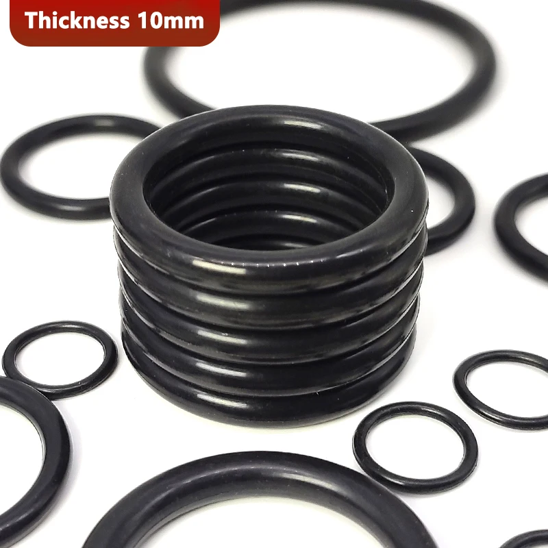 1/2pcs CS 10mm O-Ring NBR O Ring Sealing Gasket OD 80mm-125mm Black Nitrile Rubber Spacer Oil Resistance Washer Round Shape