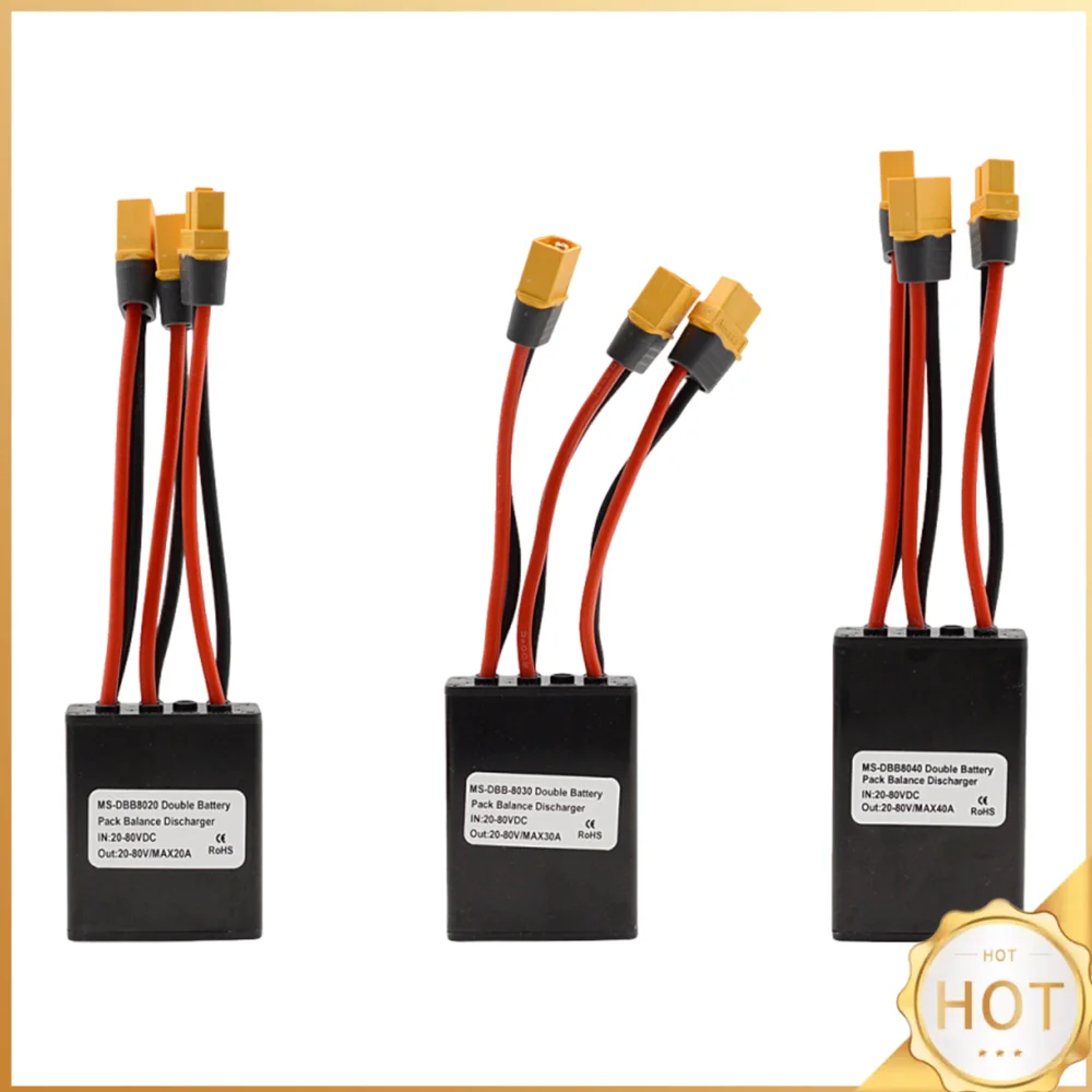 20-80V Ebike Double Battery Discharge Switcher with XT60H Port Simultaneous Connection Adapter For Electric Bicycles Accessories