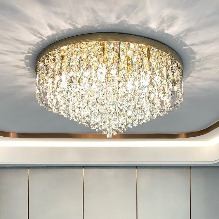 Light luxury crystal light circular ceiling light modern minimalist master bedroom room LED lighting fixtures