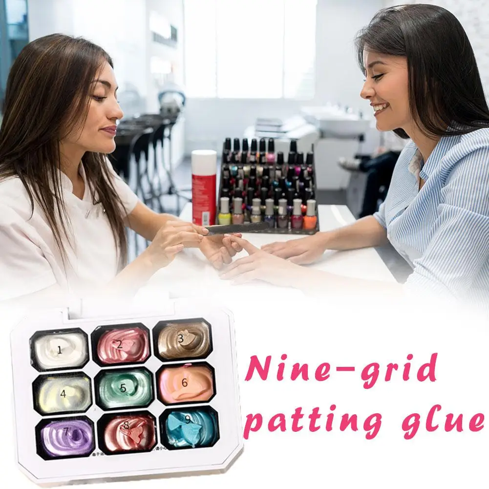 Professional Nail Tools Set 9 Colors Sexy Nail Art Pat Glue Set Pearlescent Fine Flashing Gradient Lasting Nail Pat Painting Gel
