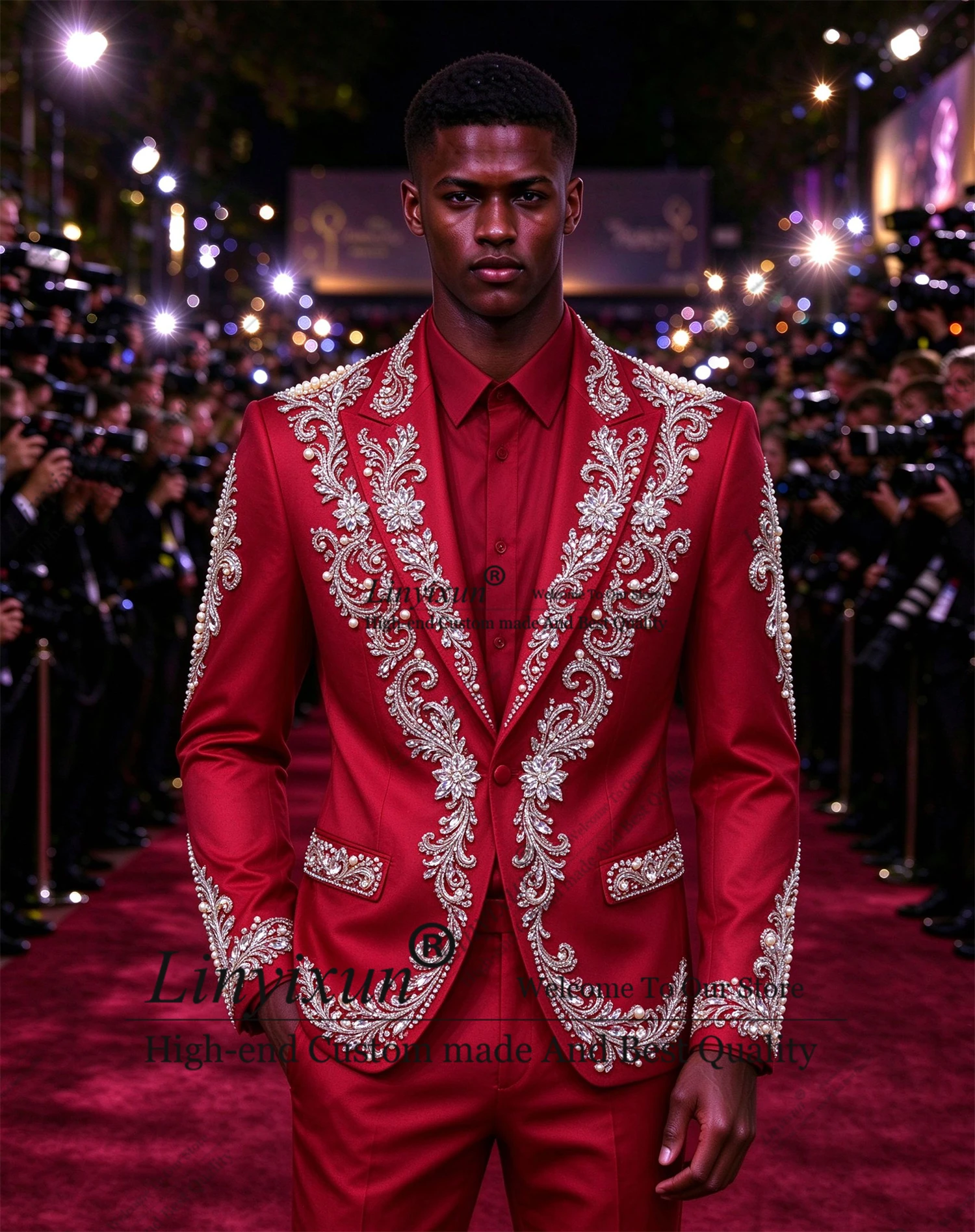 Shiny Diamond Rhinestone For Men Suit Customized Sequin 2 Pieces Groom Male Blazers Ropa hombre Glitter Slim Wedding Tuxedos