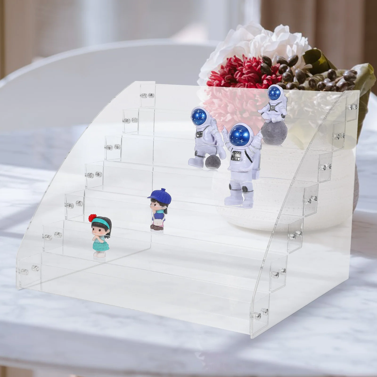 

7-Layer Acrylic Display Rack Clear Makeup Storage Holder For Lipstick Nail Polishes Organizer Desktop Shelf