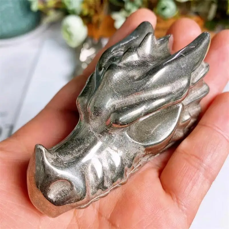 Natural Pyrite Dragon Skull Mini Carving Carvings Crystal Powerful Energy Wicca Decor Home Decoration Gift 1pcs