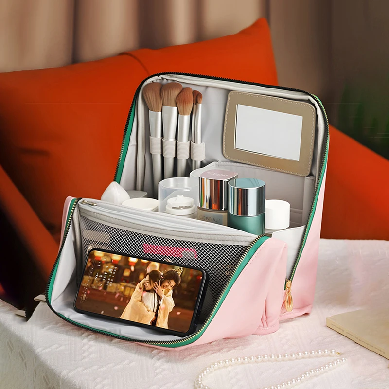 1 Piece Large-capacity Cosmetic Bag,Easy To Carry, Can Be Hung On A Suitcase,A Travel Essential, Vertical Pencil Case Organizer.