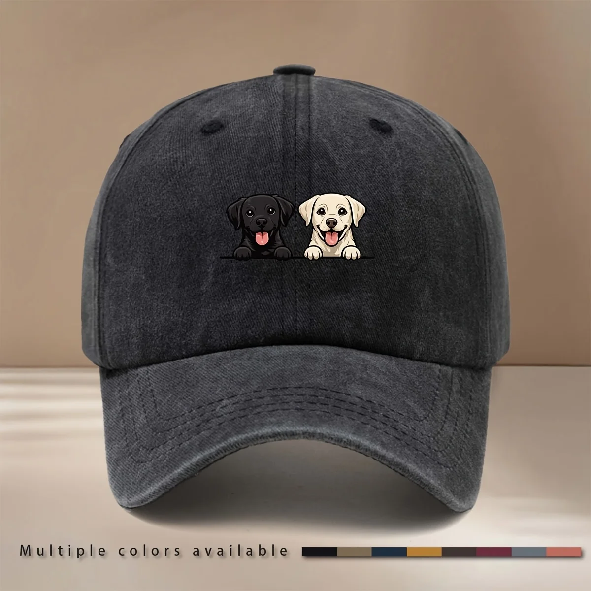 This Is a Stylish And Easy Baseball Cap Featuring a Black And White Dog Sticking Out Its Tongue. It Is Adjustable in Size, Suita