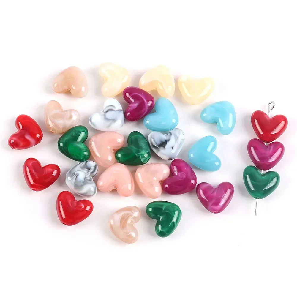 10 stuks imitatie steen liefde hartvorm acryl kralen voor sieraden maken DIY handgemaakte armband porseleinen kralen accessoires