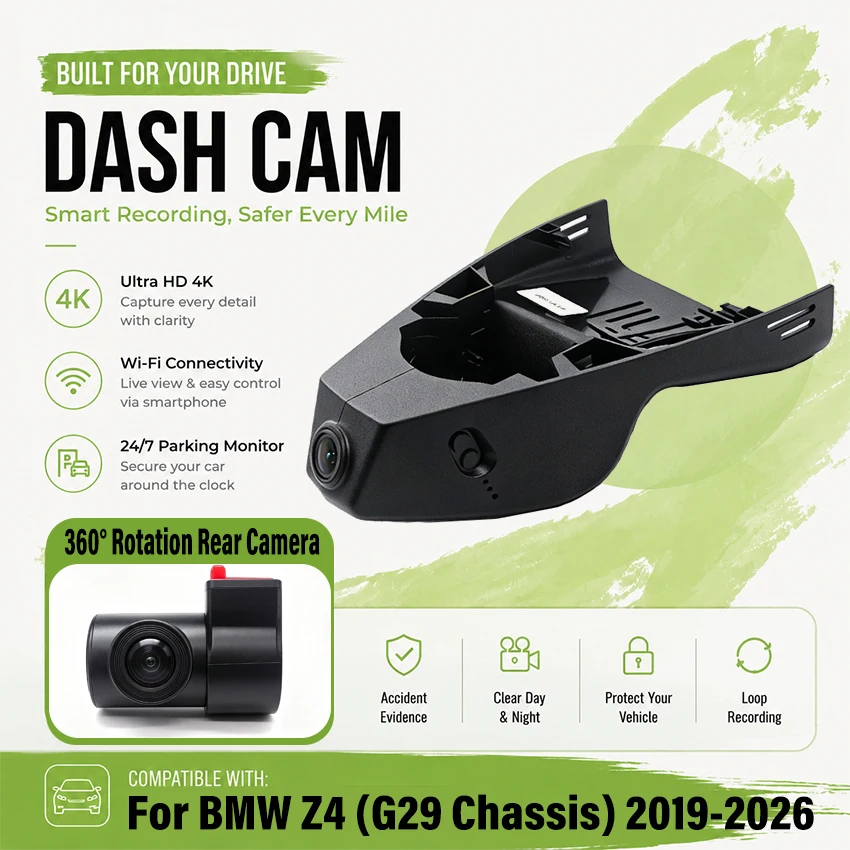 For BMW Z4 (G29 Chassis) 2019-2026 Front and Rear 4K Dash Cam for Car Camera Recorder Dashcam WIFI Car Dvr Recording Devices