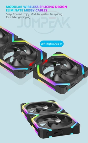 Imagen 2 del producto JUMPEAK CS120 ARGB ventilador de refrigeración 240mm Modular apilable empalme PWM silencioso 120mm RGB ventiladores para juegos PC caja CPU enfriador de agua