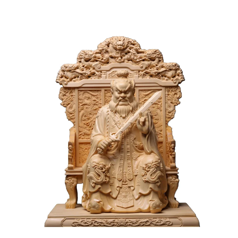 Hand-Carved Hinoki Wood Zhang Daoling Statue - 15.35
