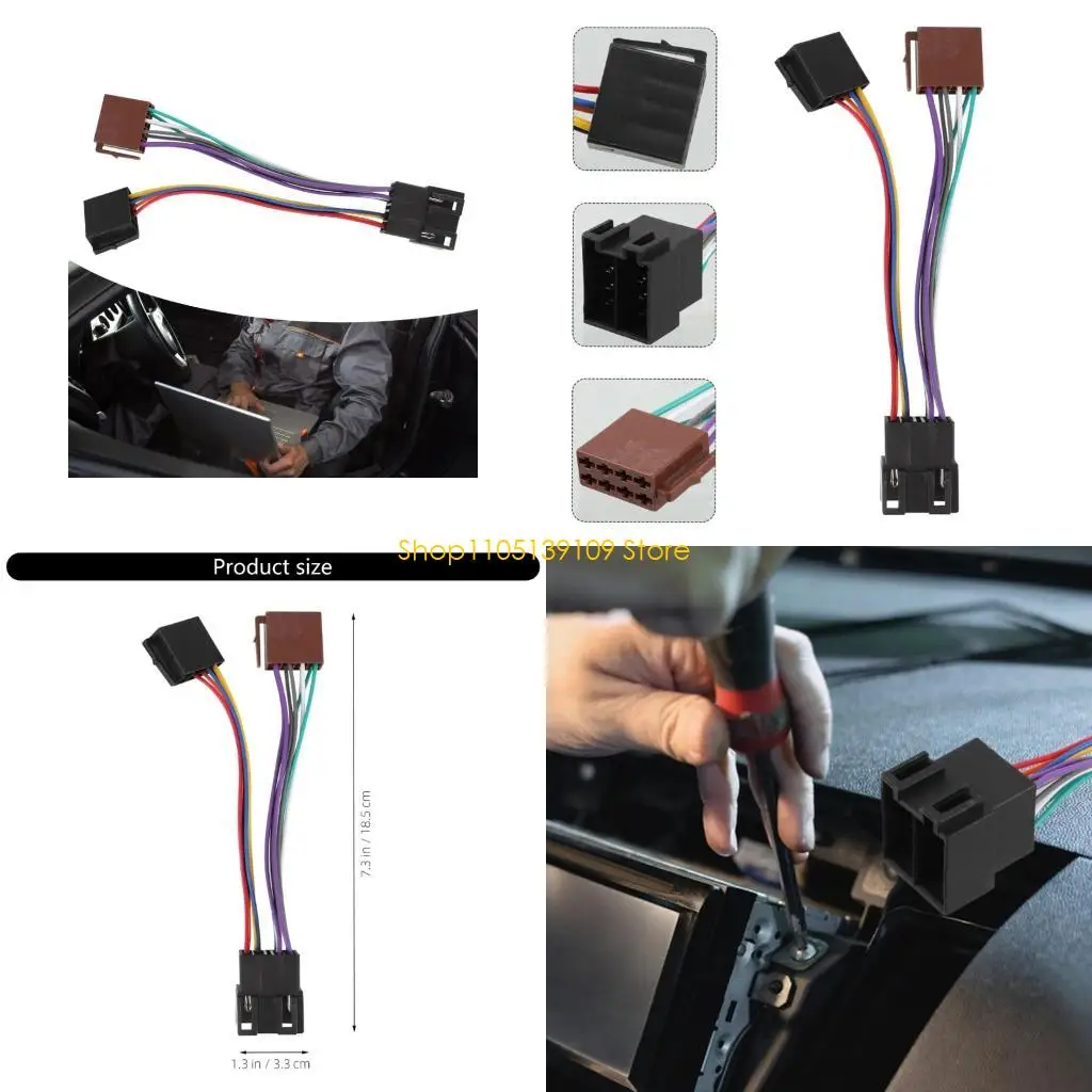 Easy Installation Universal Stereo Female Cable Adapter with Shockproof ABS Construction for Vehicle Audios Upgrade