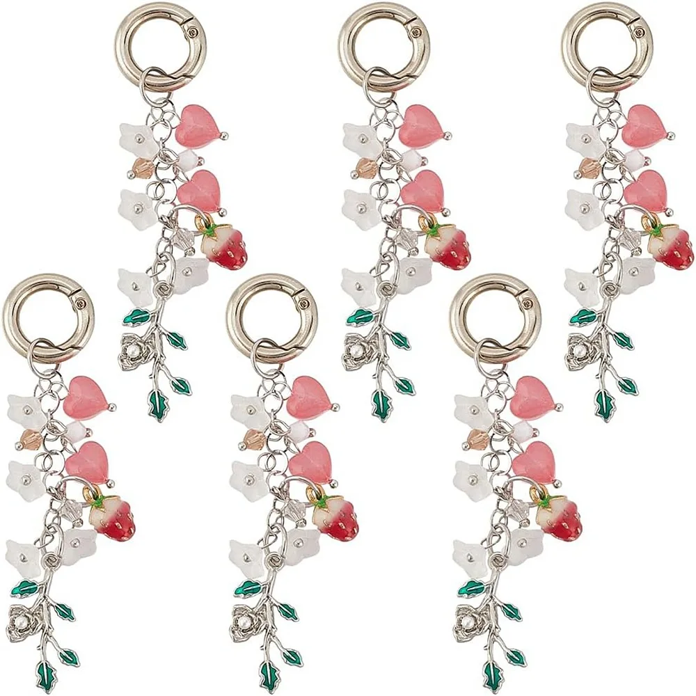 6Pcs Chain Bookmark Leaf Bookmarks Travelers Notebook Charm Leaves Charms with Spring Gate Rings Leaf Clip On Charms Book Marks