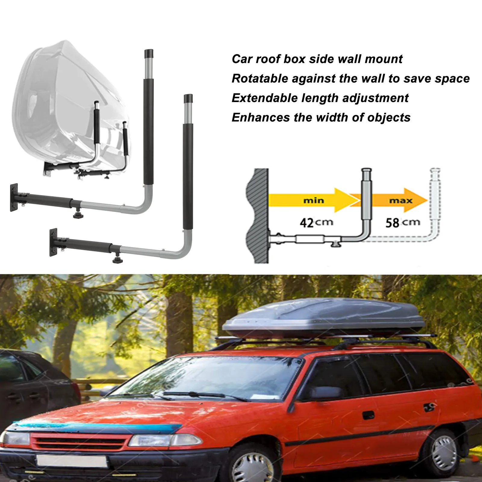 New Car Roof Box Wall Mount Rack Telescopic Space Saving High Strength Foldable Kayak Storage Hooks Hanger for Surfboard