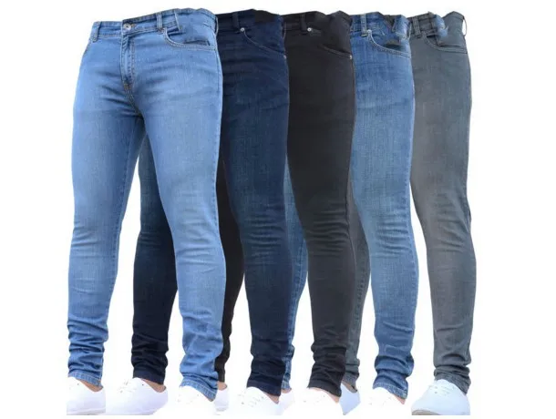 

Skinny Jeans for Men High Waist Elastic Slim Fit Youthful Style All Season Casual Wear Long Pants Organic Cotton Denim