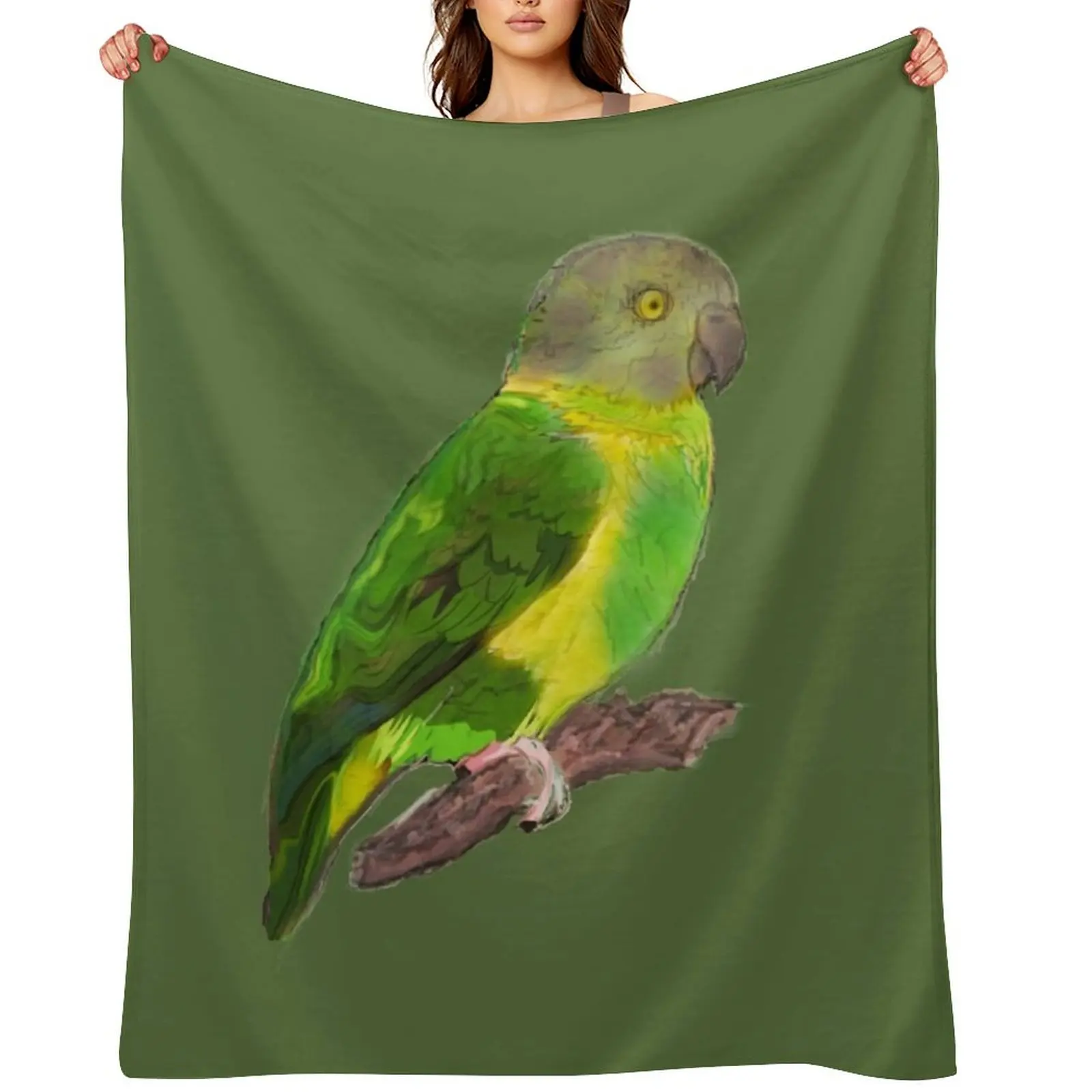 

Senegal Parrot On Branch. Simple Watercolour Throw Blanket wednesday Comforter manga Soft Plush Plaid Blankets