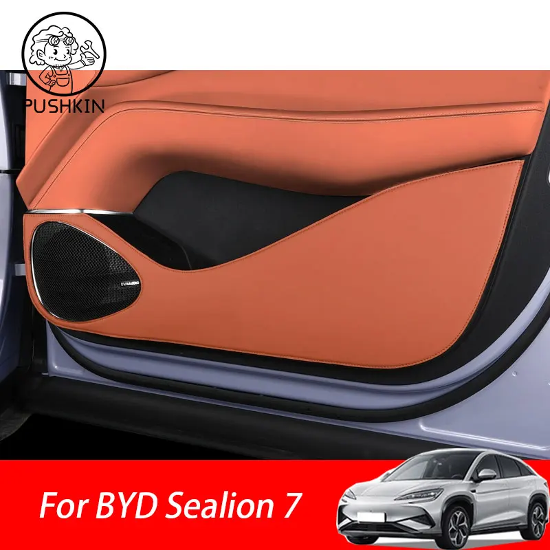 

For BYD Sealion 7 Sea Lion 07 EV 2024 2025 Car Door Car Seat Back Anti-kick Protector PU Leather Anti Kick Mat Pad Accessories