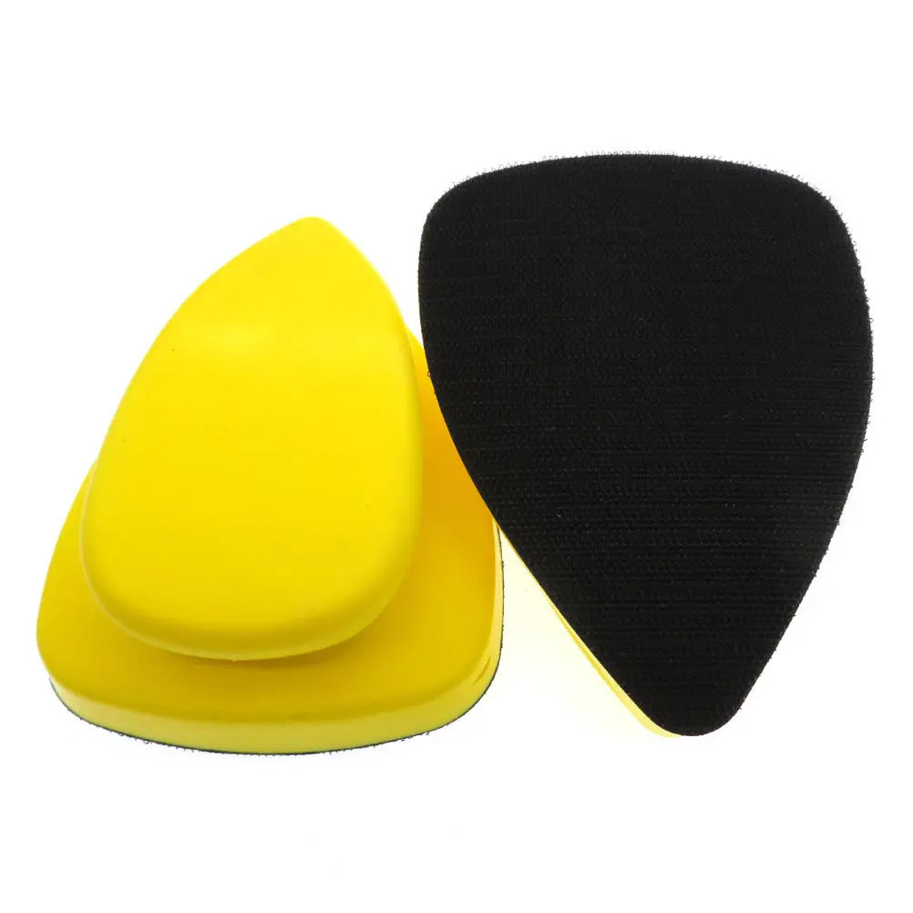 Manual Grinding Disc Triangle Rat Sandpaper Holder Black Yellow Polishing Pad Sponge Flexible Disc Abrasive Back Hook Loop Car