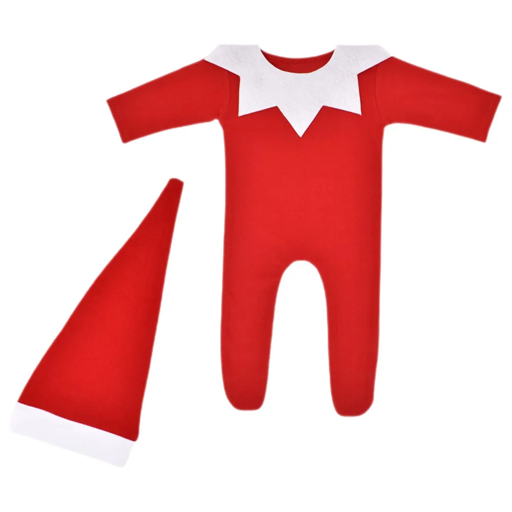 

1Set Baby Girl Boy Romper Christmas Outfit Long Sleeve Hat Collar for Newborn Photo Shoots Baby Romper Infant Bodysuit