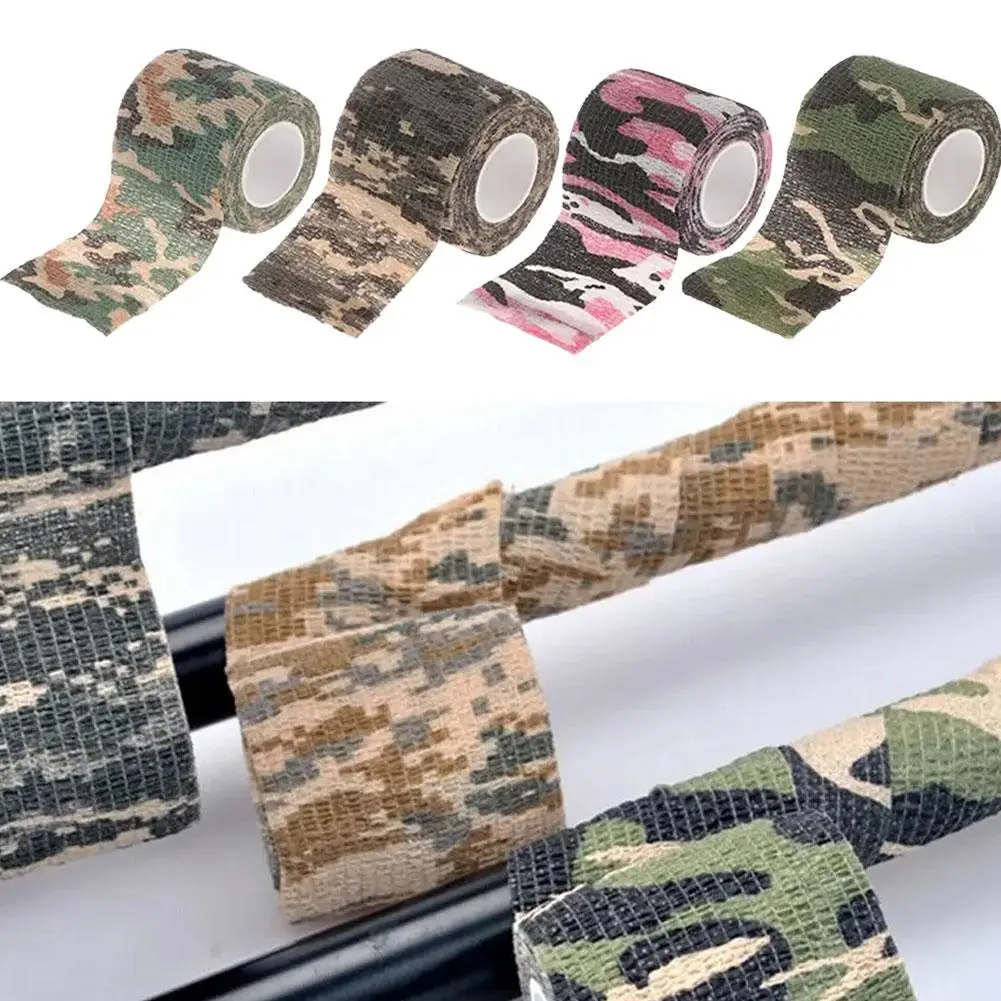 

1pcs Camouflage Elastic Wrap Tape Army Camo Outdoor Accessories Stealth Adhesive Bandage Survival Hunting Wrist Protector S W4V7