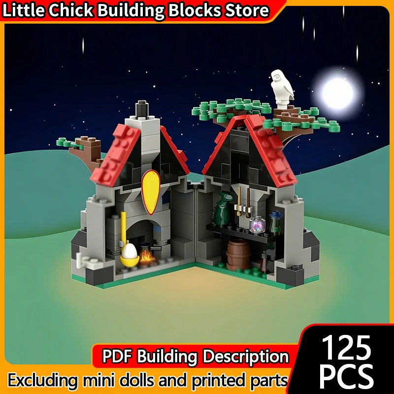 

Средневековый замок, модель MOC, строительные кирпичи, скрытый маленький дом, модульная технология, детские праздничные подарки, сборка игрушек, костюм