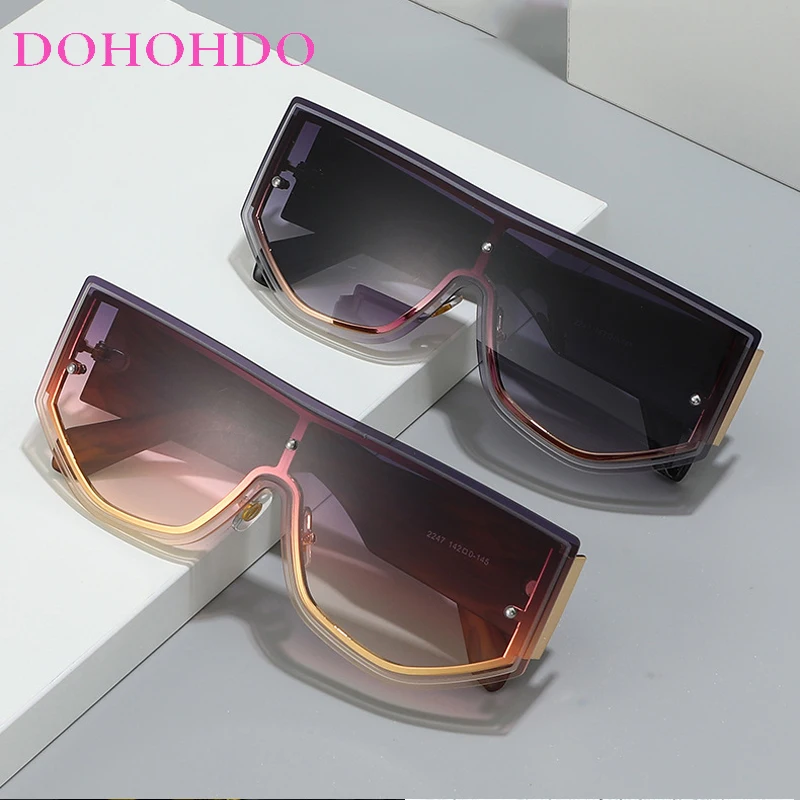 المتضخم خمر قطعة واحدة عدسة العلامة التجارية الفاخرة تصميم النظارات الشمسية فاسق النظارات الرجال النساء الكلاسيكية الشرير التدرج النظارات الشمسية UV400