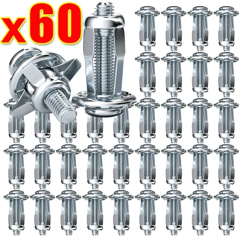 60-4PCS Jack Nuts Screws Expansion Petal Screw Anchors Plugs For Curtain Expansion Clamp Rivet Lock Bolt Nut Bolt Wall Fasteners