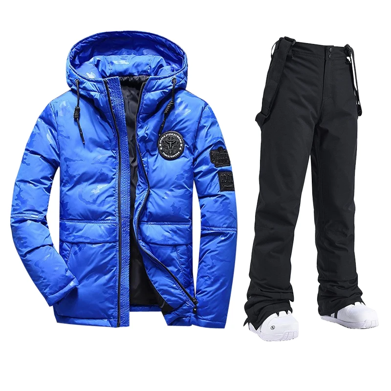 الشتاء بدلة تزلج الرجال التخييم سترة تزلج جبلية بناطيل تزلج دافئة يندبروف أسفل سترة وزرة الرياضة في الهواء الطلق على الجليد الملابس
