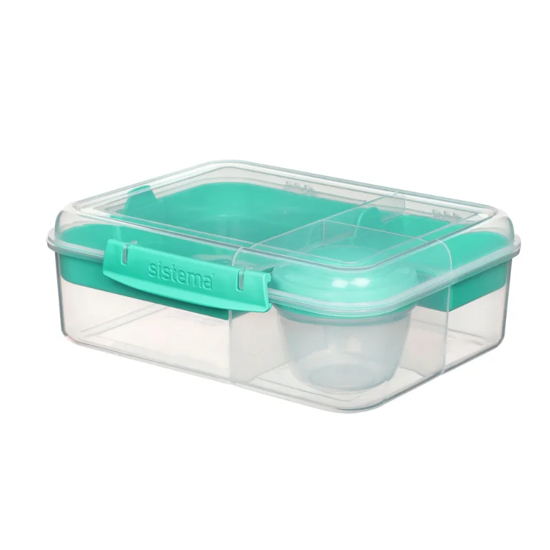 

To Go, 1.65L/6.9 Cups, 1 Pack, Rectangular Bento Lunch with Yogurt Pot, Teal