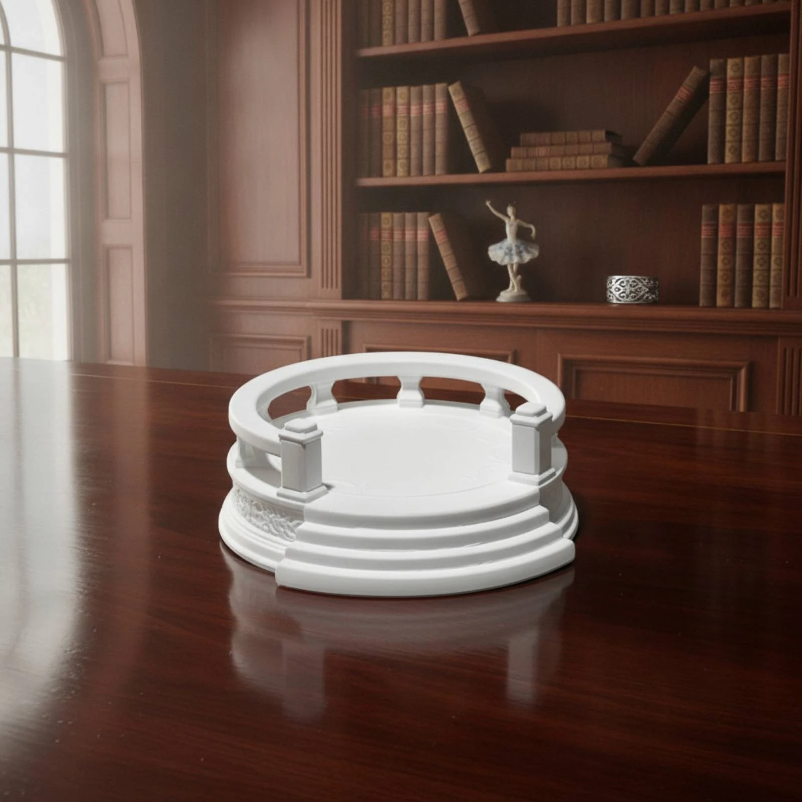 Plaster Display Stand with Balustrade Classical Miniature Pedestal with Steps Architectural Display Stand Decorative Tabletop