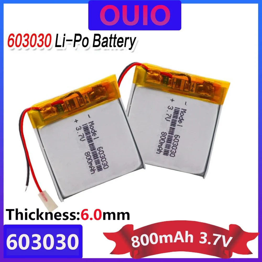 1-10pcs 3 Line Polymer Battery 3.7V Lithium Polymer Battery 603030 800mAh Game Machine MP3 MP4 MP5 Lithium Battery GPS Navigator