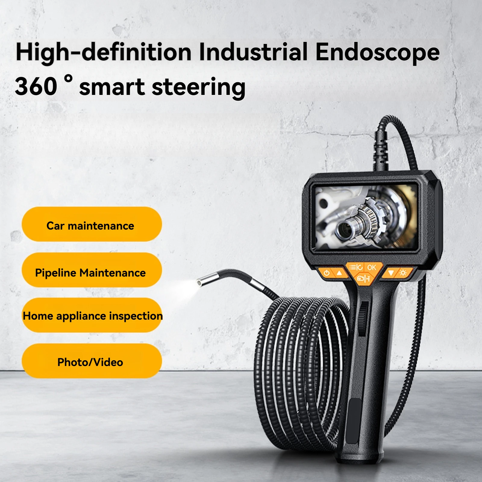 كاميرا المنظار المفصلية في اتجاهين 4.3 بوصة فحص مقاوم للماء Borescope 2600mAh لصيانة آلة أنابيب محرك السيارة