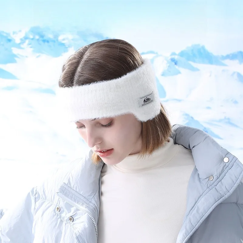 Knitted Thermal Earmuffs Women's Head-mounted Earmuffs Outdoor Riding Cold-proof Ear Bags Thickened Ear Covers
