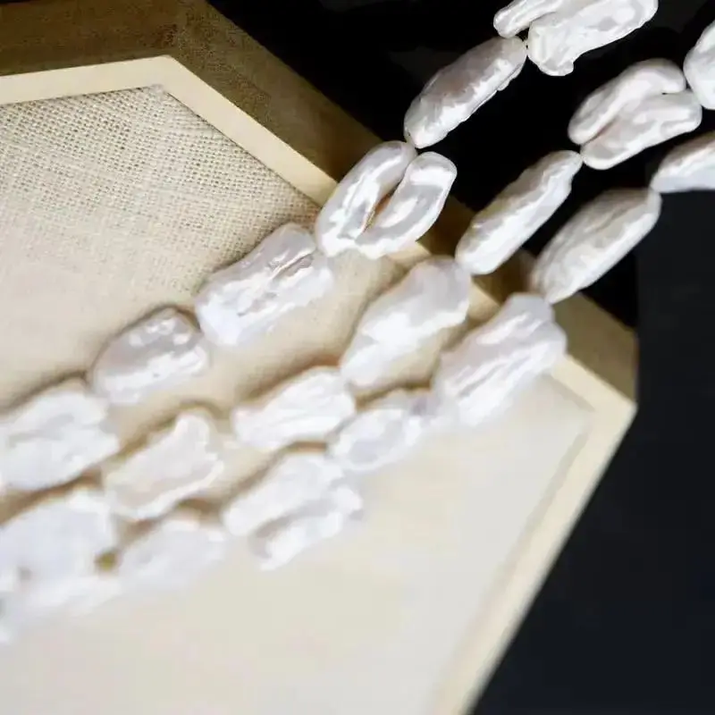 

1 нить 15x25 мм, белые бусины из натурального пресноводного жемчуга в стиле барокко для изготовления ювелирных изделий, браслет, ожерелье, серьги, аксессуары