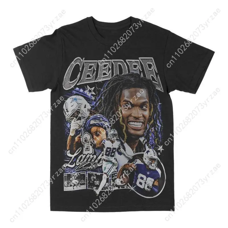 CeeDee Lamb Graphic Tee Unisex Crew Neck Tee High Quality Vintage Casual Cotton Short Sleeves Fashion Soft Breathable Tops