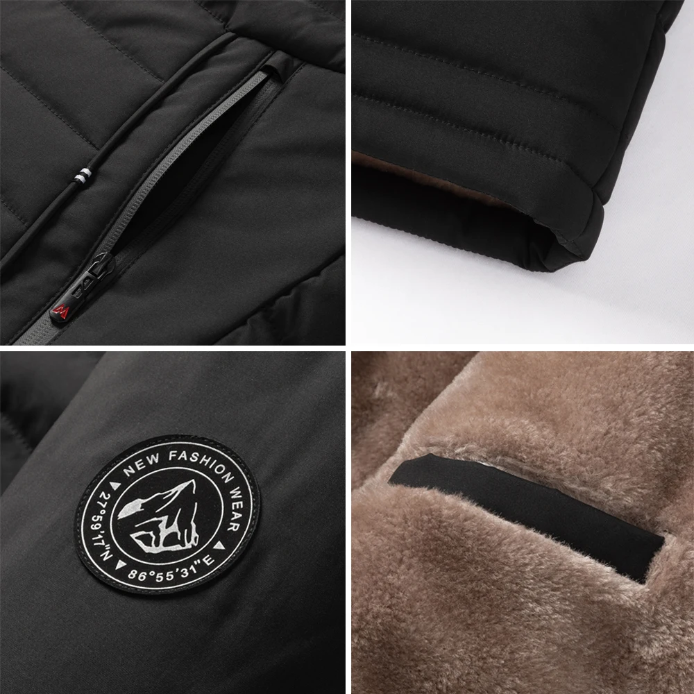 Jaqueta de inverno masculina parkas casaco de roupas casuais estofamento espessado jaqueta de lã masculina derachable com capuz blusão roupas